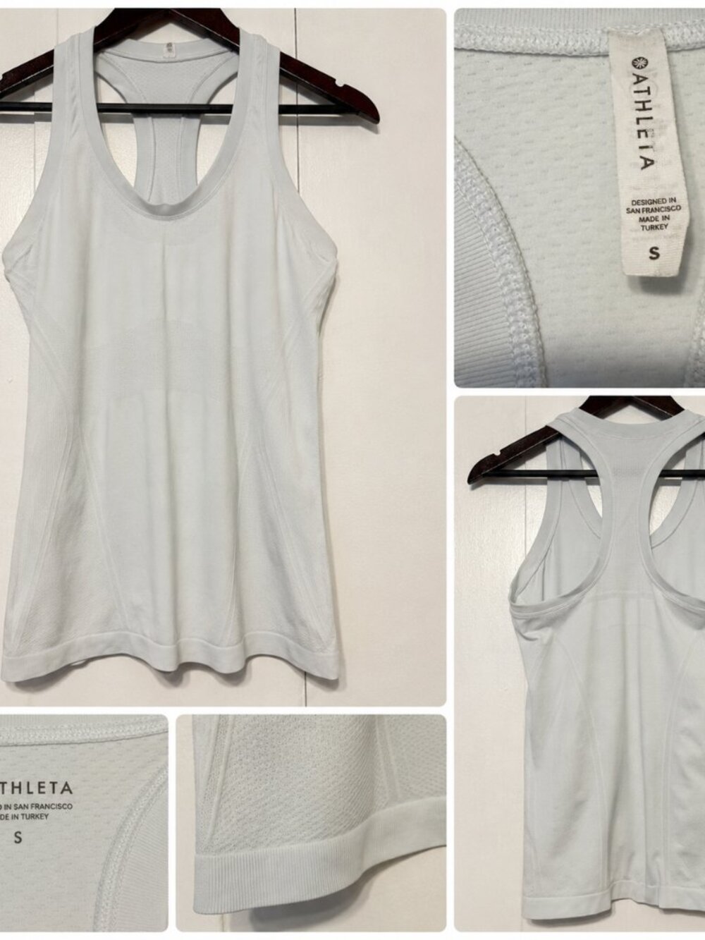 Athleta White Seamless Racerback Athletic Tank Top Small